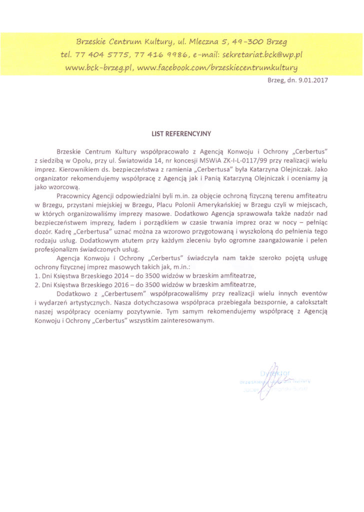 referencje podziękowania