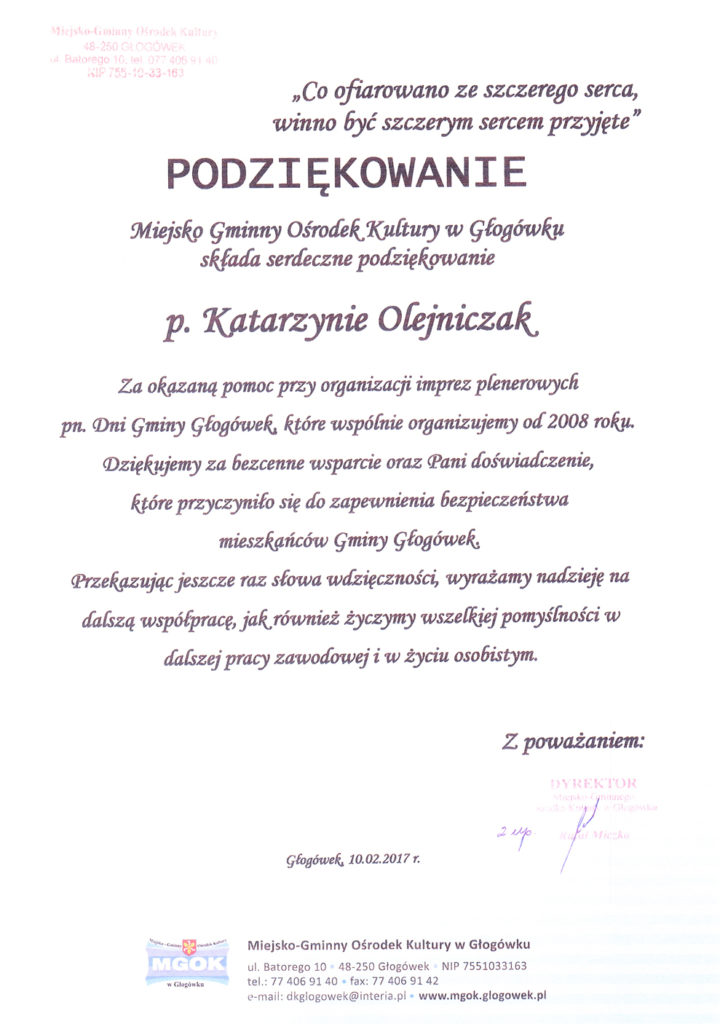 referencje podziękowania